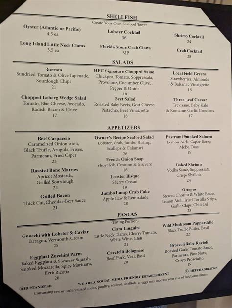 hunt & fish club menu|bait .